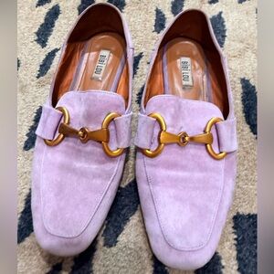 Bibi Lou Lilac Suede Horsebit Loafers EU 38 US 8.5 Gold Hardware